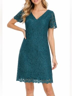 Ann Taylor Factory Spruce Green Lace Shift Dress